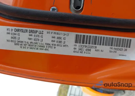 2013 Dodge Dart Sxt из США, поврежденный, VIN 1C3CDFBA1DD329190